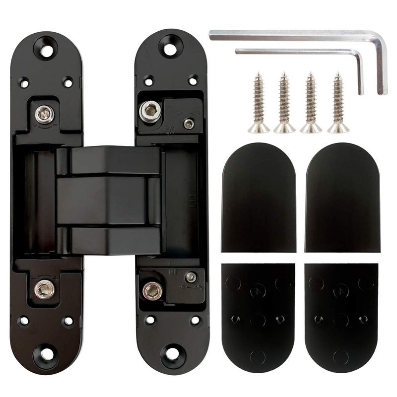 Alamic Invisible Hinges Concealed Door Hinge Heavy Duty Hidden Hinge Up to 132lbs 3-D Adjustable - Black -1 Pair - Image 5